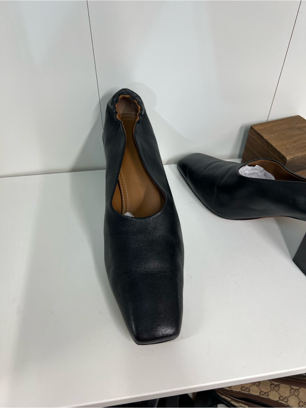 🔥🔥 Lafayette 148 New York Nappa Black Leather square toe Pumps size 39 - Picture 10 of 13